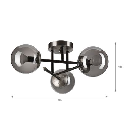 Brilagi - Plafonnier affleurant MALIVA 3xE14/15W/230V chrome mat/fumé