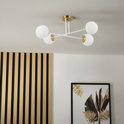 Brilagi - Plafonnier affleurant MALIVA 4xE14/15W/230V doré/blanc