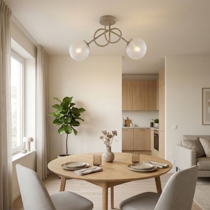 Brilagi - Plafonnier affleurant STELLA 2xE27/60W/230V beige/doré