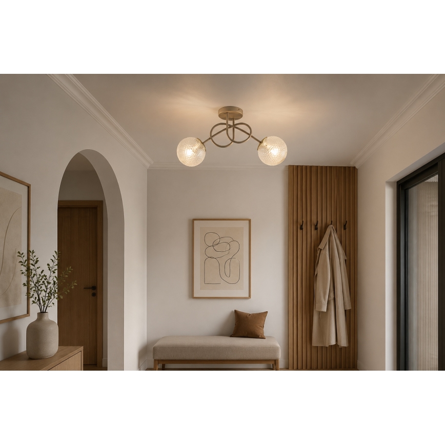 Brilagi - Plafonnier affleurant STELLA 2xE27/60W/230V beige/doré
