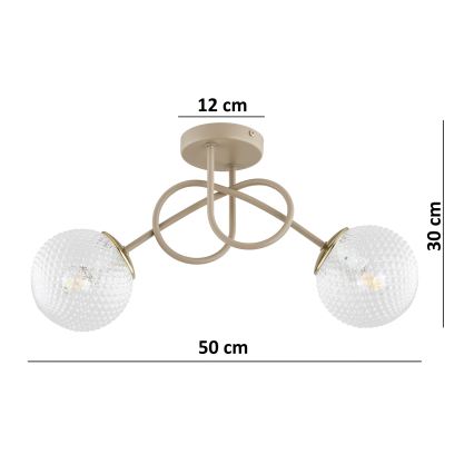 Brilagi - Plafonnier affleurant STELLA 2xE27/60W/230V beige/doré