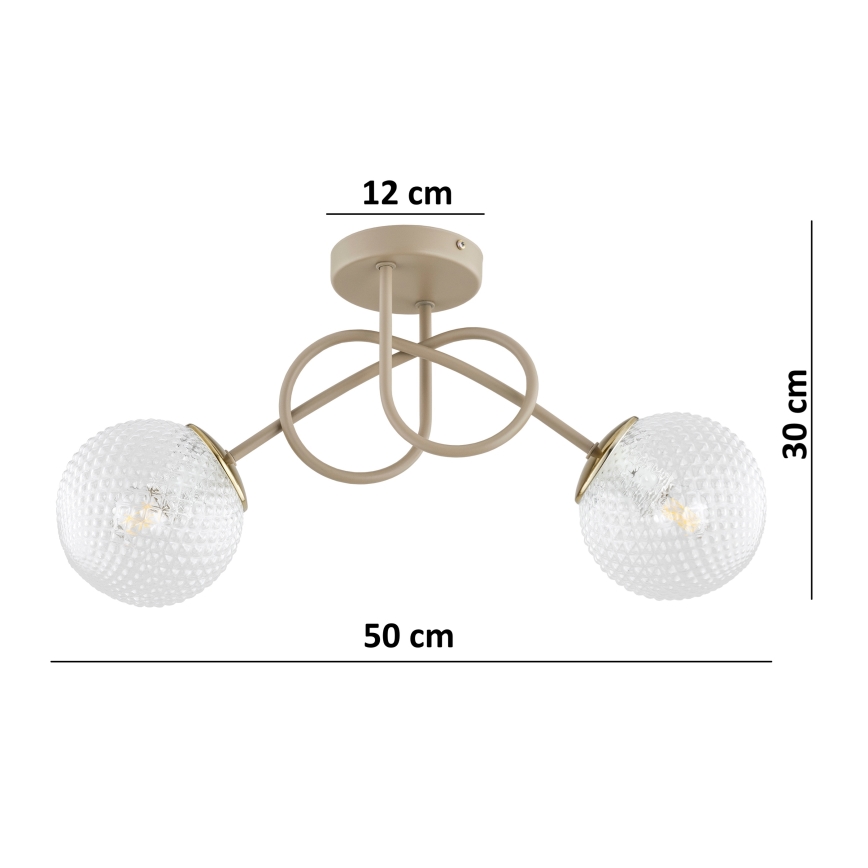 Brilagi - Plafonnier affleurant STELLA 2xE27/60W/230V beige/doré