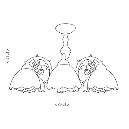 Brilagi - Plafonnier affleurant Tiffany en vitrail MIRABELLA, 8xE27/60W/230V, Ø 68 cm