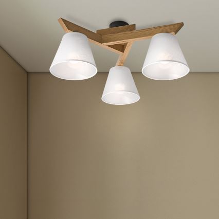 Brilagi - Plafonnier ANTHONY 3xE14/40W/230V chêne/blanc