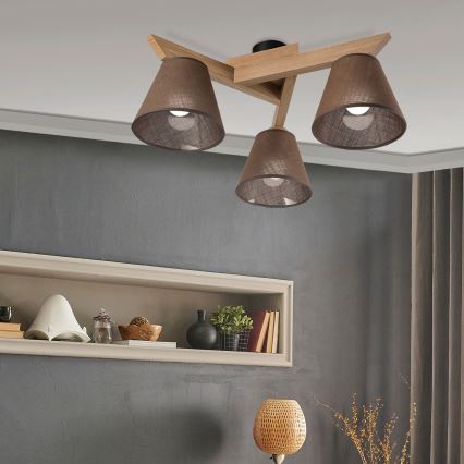 Brilagi - Plafonnier ANTHONY 3xE14/40W/230V chêne/marron