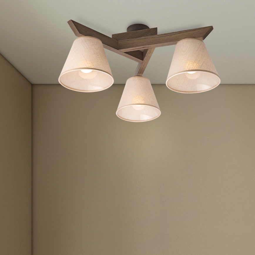 Brilagi - Plafonnier ANTHONY 3xE14/40W/230V chêne noyer/beige