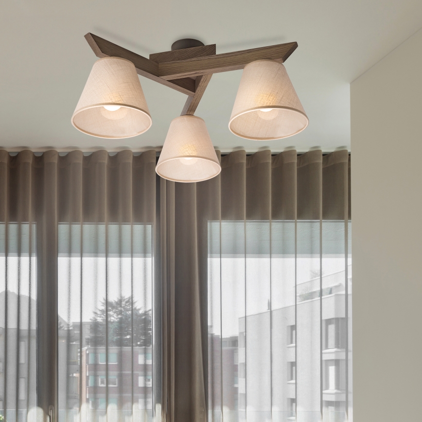 Brilagi - Plafonnier ANTHONY 3xE14/40W/230V chêne noyer/beige