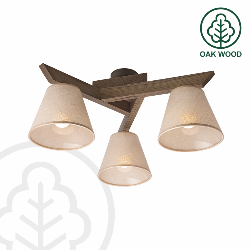 Brilagi - Plafonnier ANTHONY 3xE14/40W/230V chêne noyer/beige