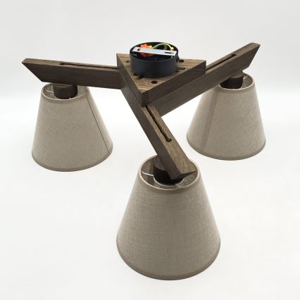 Brilagi - Plafonnier ANTHONY 3xE14/40W/230V chêne noyer/beige