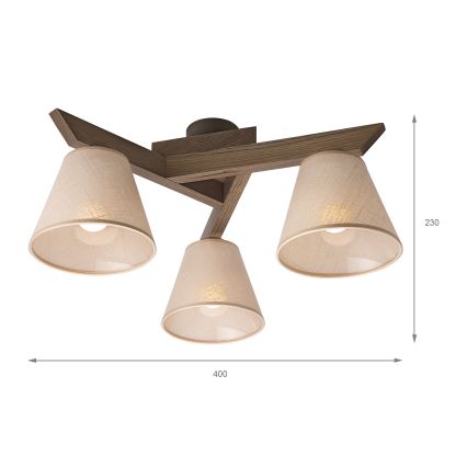 Brilagi - Plafonnier ANTHONY 3xE14/40W/230V chêne noyer/beige