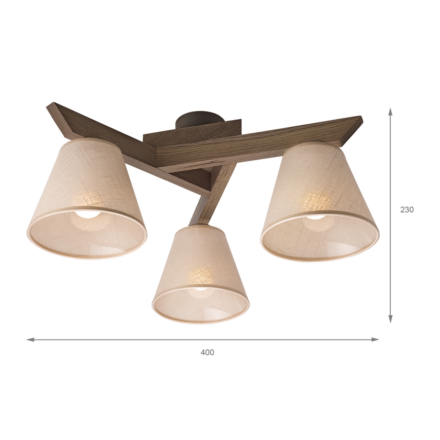 Brilagi - Plafonnier ANTHONY 3xE14/40W/230V chêne noyer/beige