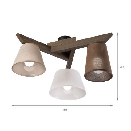 Brilagi - Plafonnier ANTHONY 3xE14/40W/230V chêne noyer