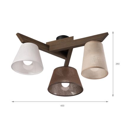 Brilagi - Plafonnier ANTHONY 3xE14/40W/230V chêne noyer