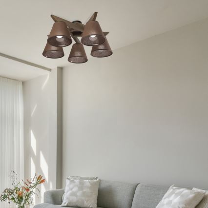 Brilagi - Plafonnier ANTHONY 5xE14/40W/230V chêne noyer/marron
