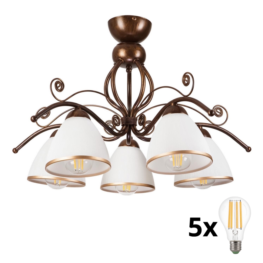 Brilagi - Plafonnier ANTICO 5xE27/60W/230V bronze patiné