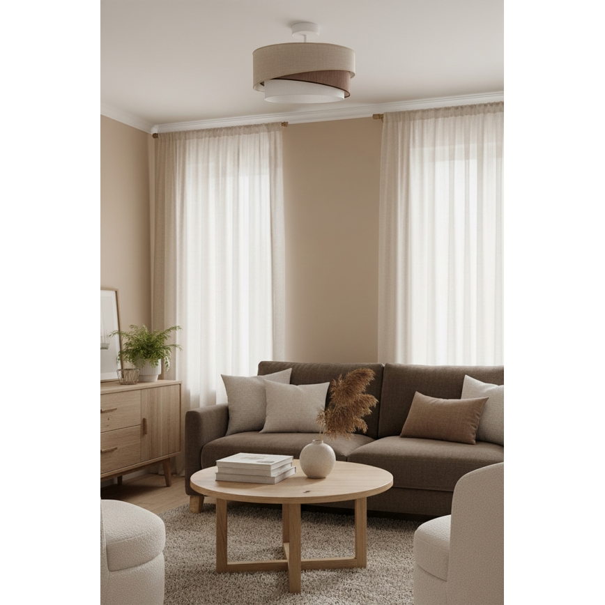 Brilagi - Plafonnier ARROW 1xE27/60W/230V Ø 45 cm beige/marron/blanc