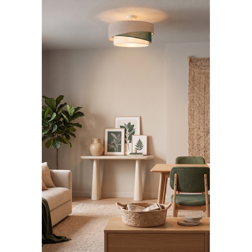 Brilagi - Plafonnier ARROW 1xE27/60W/230V Ø 45 cm beige/vert/blanc