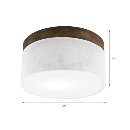 Brilagi - Plafonnier BELLADONNA 1xE27/15W/230V d. 30 cm blanc/chêne noyer