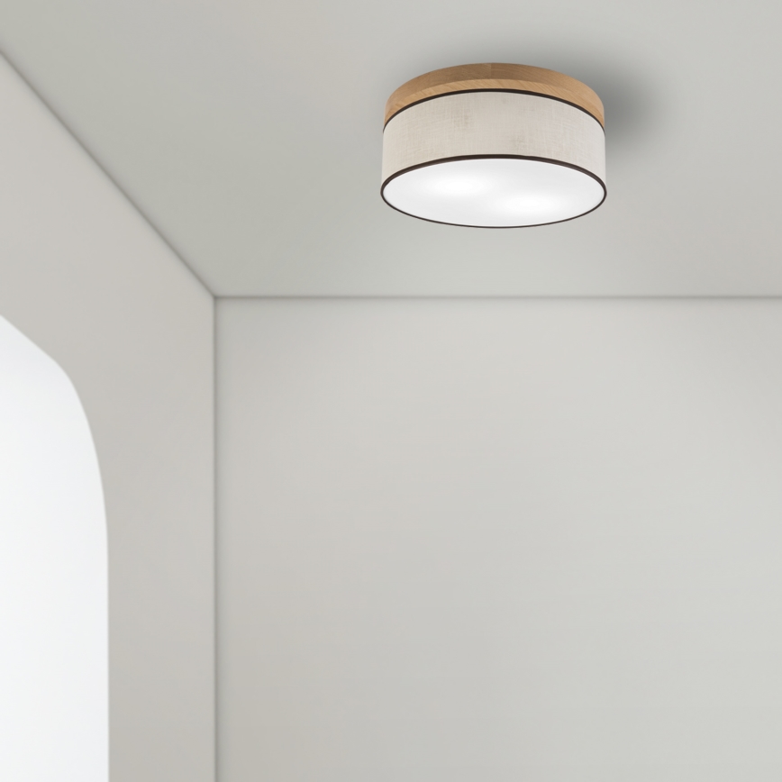 Brilagi - Plafonnier BELLADONNA 2xE27/15W/230V d. 40 cm crème/chêne