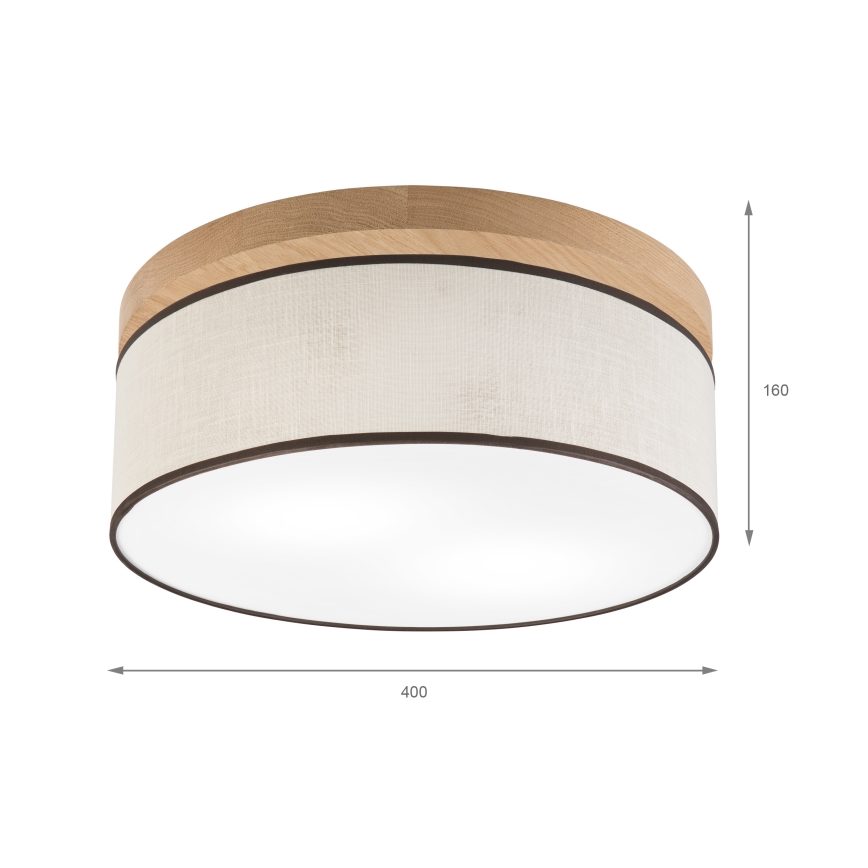 Brilagi - Plafonnier BELLADONNA 2xE27/15W/230V d. 40 cm crème/chêne