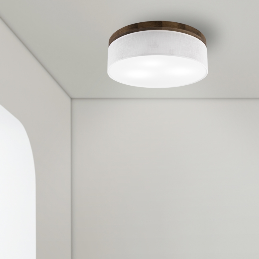 Brilagi - Plafonnier BELLADONNA 3xE27/15W/230V d. 50 cm blanc/chêne noyer