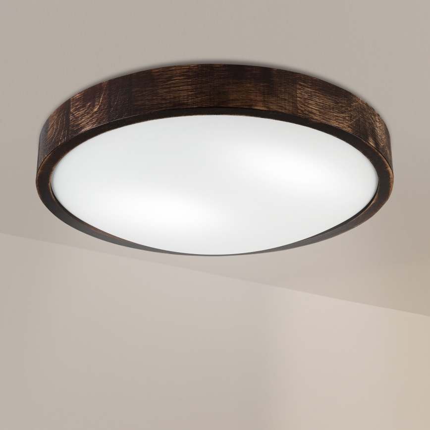 Brilagi - Plafonnier CARVALHO SLIM SMOKEY 2xE27/60W/230V chêne Ø 37,5 cm
