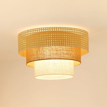 Brilagi - Plafonnier CEDAR LUNETA 1xE27/15W/230V d. 45 cm rotin/marron/crème