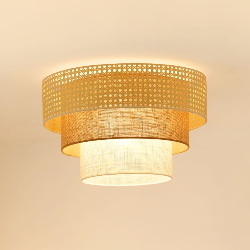 Brilagi - Plafonnier CEDAR LUNETA 1xE27/15W/230V d. 45 cm rotin/marron/crème