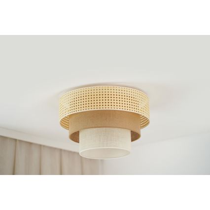 Brilagi - Plafonnier CEDAR LUNETA 1xE27/15W/230V d. 45 cm rotin/marron/crème