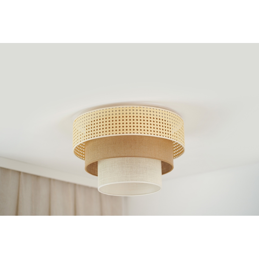 Brilagi - Plafonnier CEDAR LUNETA 1xE27/15W/230V d. 45 cm rotin/marron/crème
