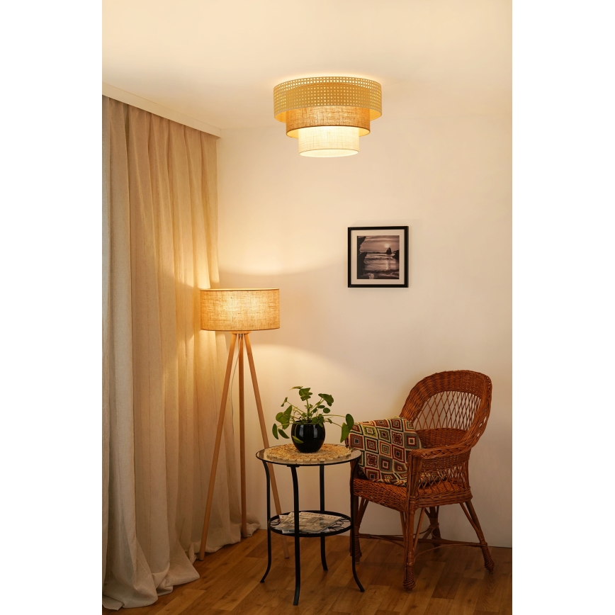 Brilagi - Plafonnier CEDAR LUNETA 1xE27/15W/230V d. 45 cm rotin/marron/crème