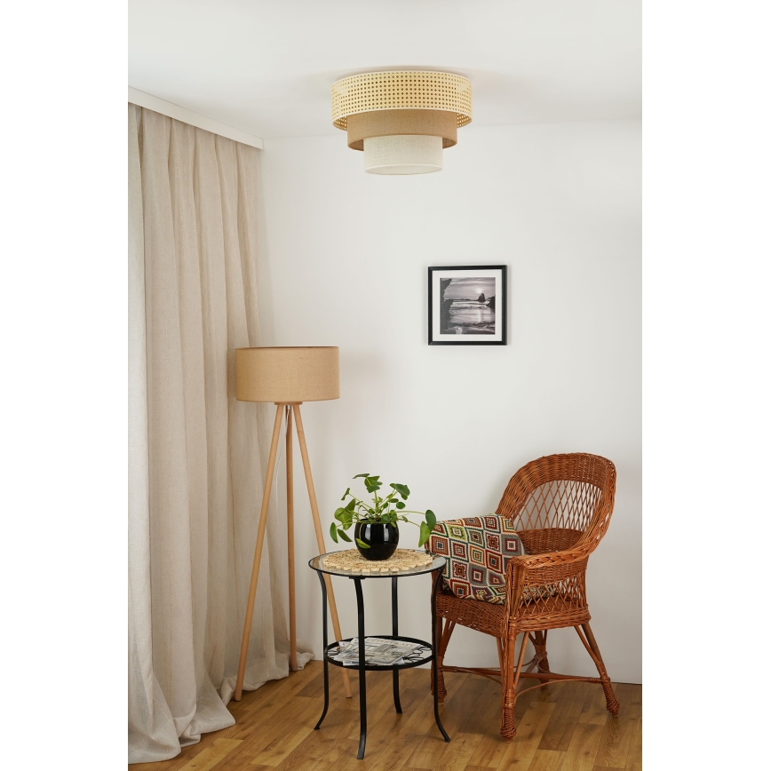 Brilagi - Plafonnier CEDAR LUNETA 1xE27/15W/230V d. 45 cm rotin/marron/crème