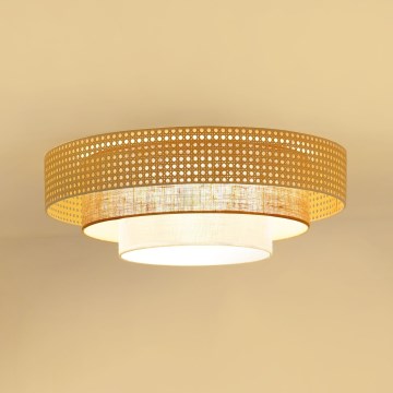 Brilagi - Plafonnier CEDAR LUNETA LED/26W/230V rotin/marron/crème