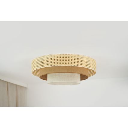 Brilagi - Plafonnier CEDAR LUNETA LED/26W/230V rotin/marron/crème