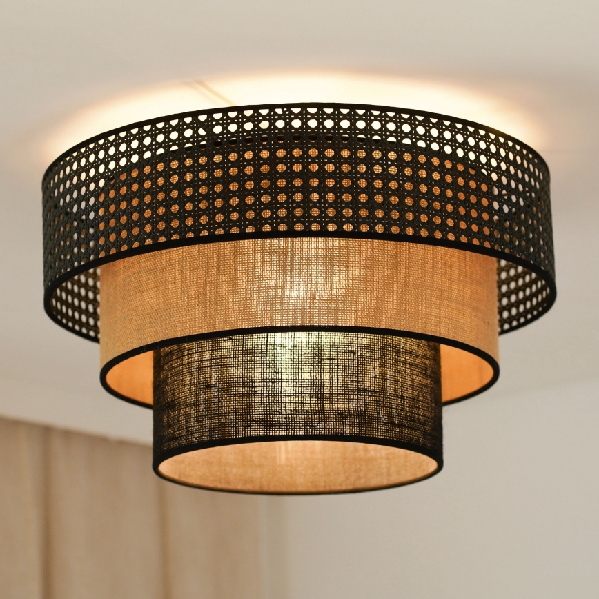 Brilagi - Plafonnier DAKOTA LUNETA 1xE27/15W/230V d. 45 cm noir/rotin