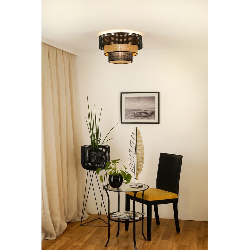 Brilagi - Plafonnier DAKOTA LUNETA 1xE27/15W/230V d. 45 cm noir/rotin
