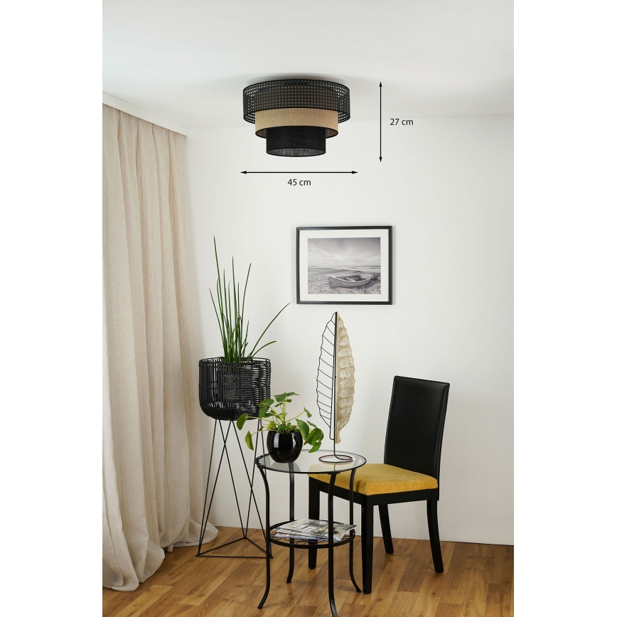 Brilagi - Plafonnier DAKOTA LUNETA 1xE27/15W/230V d. 45 cm noir/rotin