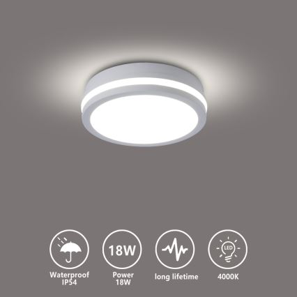 Brilagi - Plafonnier d'extérieur LED BENE LED/18W/230V Ø 21,5 cm blanc IP54