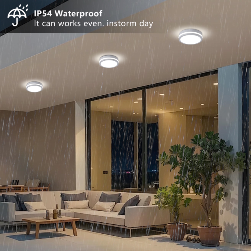 Brilagi - Plafonnier d'extérieur LED BENE LED/18W/230V Ø 21,5 cm blanc IP54