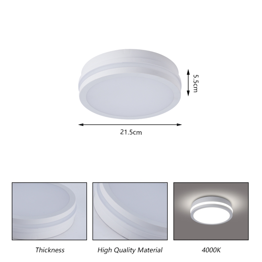 Brilagi - Plafonnier d'extérieur LED BENE LED/18W/230V Ø 21,5 cm blanc IP54