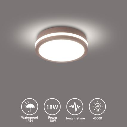 Brilagi - Plafonnier d'extérieur LED BENE LED/18W/230V Ø 21,5 cm marron IP54