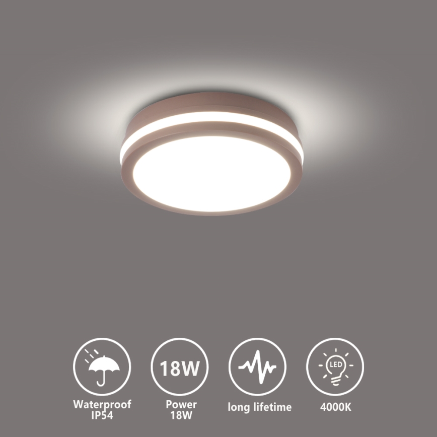 Brilagi - Plafonnier d'extérieur LED BENE LED/18W/230V Ø 21,5 cm marron IP54
