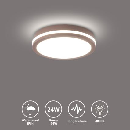 Brilagi - Plafonnier d'extérieur LED BENE LED/24W/230V Ø 26 cm marron IP54