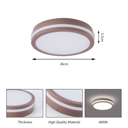 Brilagi - Plafonnier d'extérieur LED BENE LED/24W/230V Ø 26 cm marron IP54