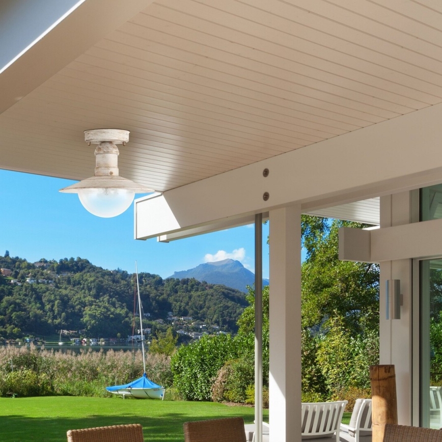 Brilagi - Plafonnier d'extérieur MOLDE 1xE27/60W IP44 blanc/patine