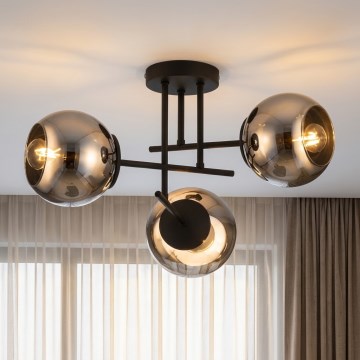 BRILAGI - Plafonnier DIOR 3xE27/60W/230V noir/gris fumé