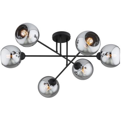 Brilagi - Plafonnier DIOR 6xE27/60W/230V noir/gris fumé