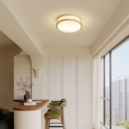 Brilagi - Plafonnier ELARO 2xE27/40W/230V, Ø 26 cm, décor imitation bois