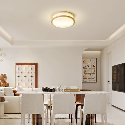 Brilagi - Plafonnier ELARO 2xE27/40W/230V, Ø 26 cm, décor imitation bois