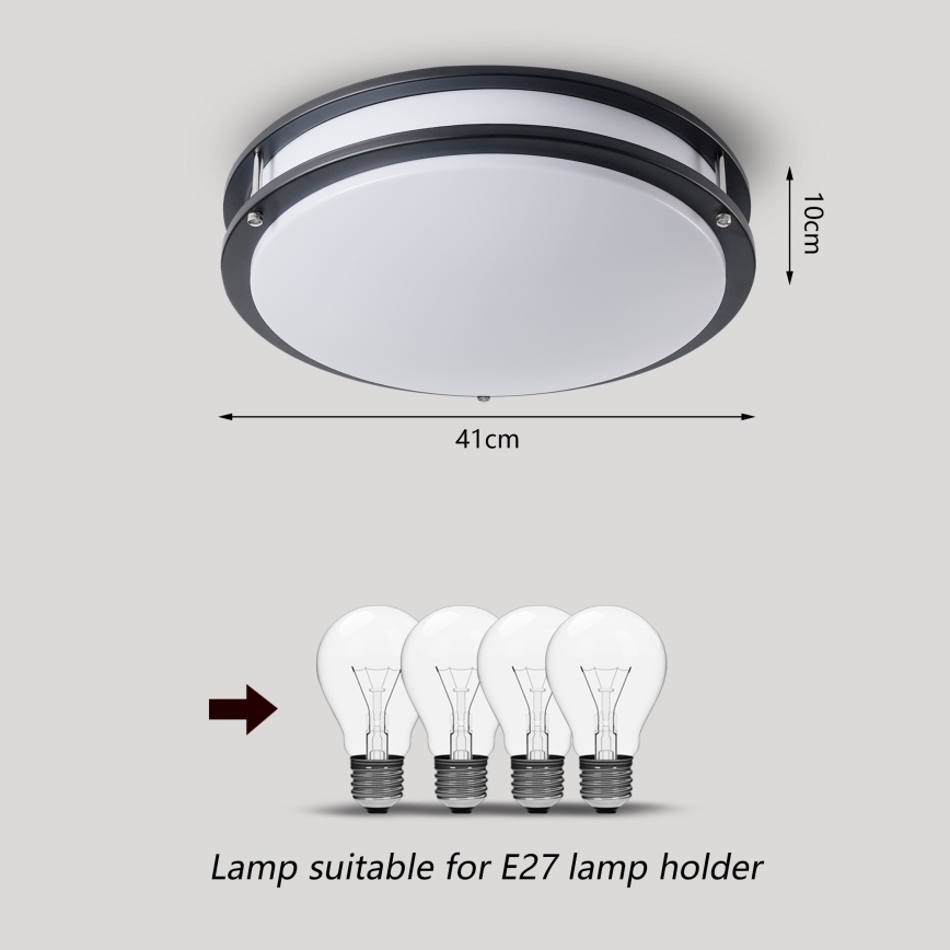 Brilagi - Plafonnier ELARO 4xE27/40W/230V Ø 41 cm noir